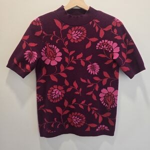 Ann Taylor • Floral Knit Top in Berry